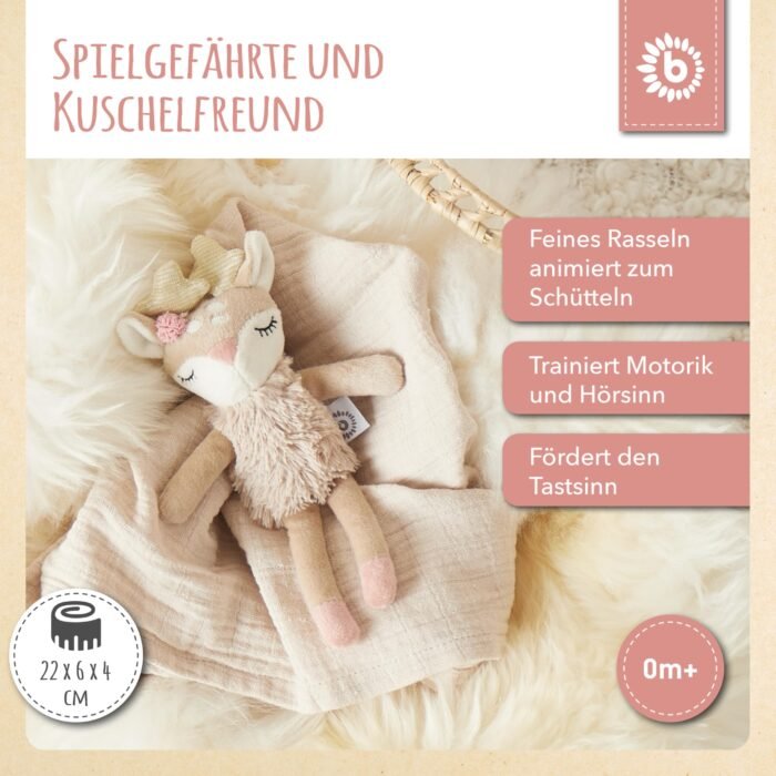 Bieco Kuscheltier Reh Ella mit Rassel | Baby Kuscheltier ab 0 Monate Stofftier Baby – Bild 7