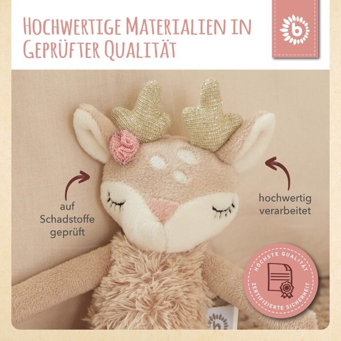Bieco Kuscheltier Reh Ella mit Rassel | Baby Kuscheltier ab 0 Monate Stofftier Baby – Bild 4